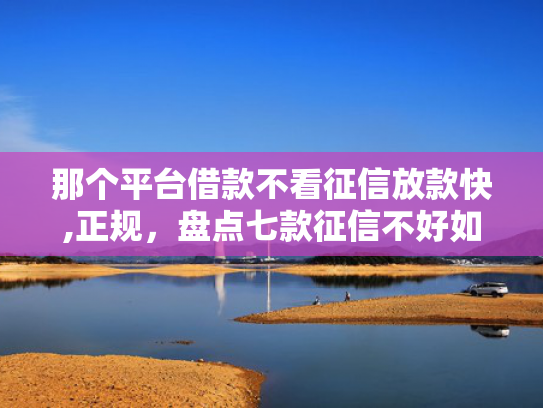 那个平台借款不看征信放款快,正规，盘点七款征信不好如何网贷下款快
