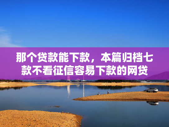 那个贷款能下款，本篇归档七款不看征信容易下款的网贷